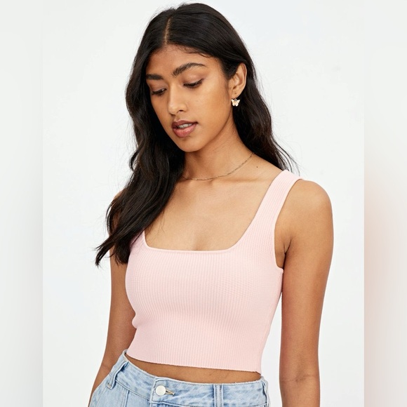 GLASSONS ribbed pink tank top - Picture 1 of 3